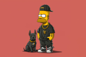 Old Bart Simpson With His Dog (5120x2880) Resolution Wallpaper