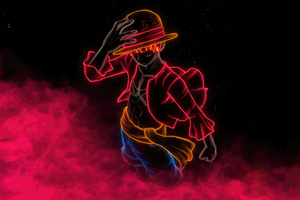 One Piece Monkey D Luffy Neon 5k (5120x2880) Resolution Wallpaper