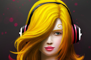 Painting Art Girl Headphones Wallpaper