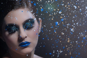 Paints Drops On Girl Face (1366x768) Resolution Wallpaper