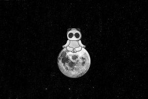 Panda Character Meditating On Moon 4k
