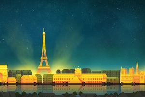 Paris Eiffel Tower Minimalist (1336x768) Resolution Wallpaper