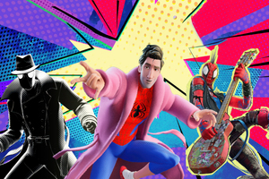 Peter B Parker Spider Punk And Spider Noir In Fortnite (3440x1440) Resolution Wallpaper