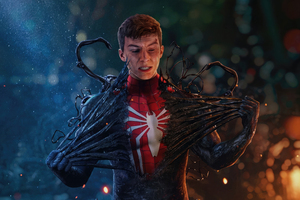 Peter Ripping Off The Symbiote (2048x1152) Resolution Wallpaper