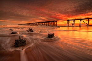 Pier Ocean Sunset HD (1280x800) Resolution Wallpaper