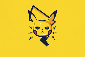 Pikachu Minimal Yellow 5k (1600x900) Resolution Wallpaper