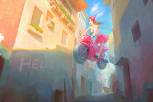Pink Bike Girl 5k Wallpaper