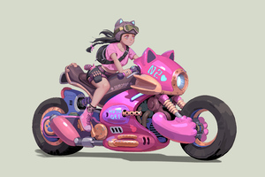Pink Biker Girl 4k Wallpaper