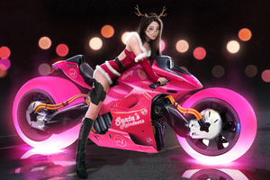 Pink Cyber Bike Asian Girl