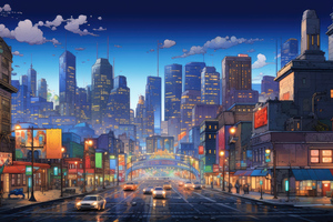 Pixel Cityscapes Wallpaper