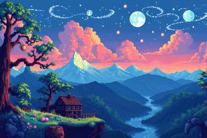 Pixelated Home Among The Stars (1280x1024) Resolution Wallpaper