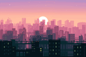 Pixelated New York Skyline Wallpaper