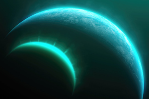 Planet With Moon 5k Wallpaper