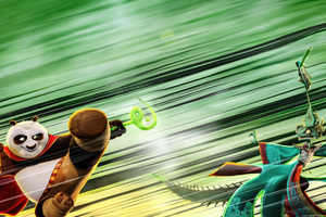 Po And Chameleon In Kung Fu Panda 4 (1360x768) Resolution Wallpaper