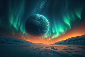 Polar Planetscape Northern Lights Fantasy 4k (2880x1800) Resolution Wallpaper