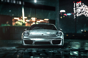 Porsche 911 Rain 4k (1336x768) Resolution Wallpaper