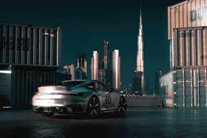 Porsche 918 In Dubai Rear Wallpaper