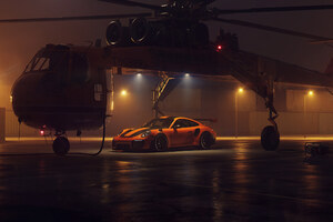 Porsche GT2RS With Helicopter