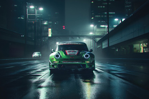 Porsche Neon Drive Cyberpunk Green In Glory (5120x2880) Resolution Wallpaper