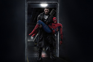 Punisher Saving Spiderman (1920x1080) Resolution Wallpaper