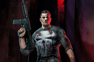 Punisher With Gun (2048x2048) Resolution Wallpaper