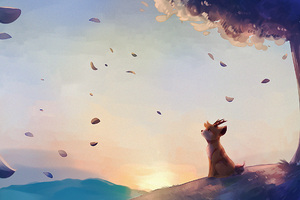 Puppy Wind Flowing Relaxing Peace (1336x768) Resolution Wallpaper