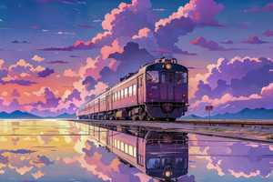 Purple Aesthetic Train (1366x768) Resolution Wallpaper