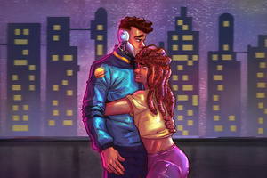 Purple Rain Romance In Neo City (1400x1050) Resolution Wallpaper