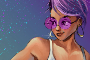 Purple Shade Girl (1152x864) Resolution Wallpaper