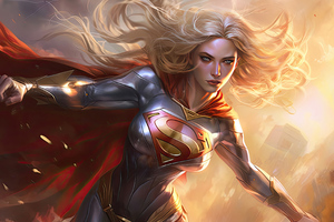 Radiant Flight Supergirl Soaring Through The Sunlit 4k Wallpaper