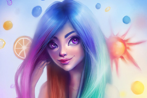 Rainbow Hair Girl (1600x900) Resolution Wallpaper