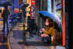 Rainy Night In City Wallpaper