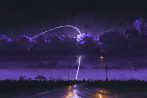 Rainy Night Storm (320x240) Resolution Wallpaper
