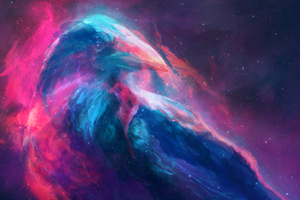 Raven Space Digital Art (2048x2048) Resolution Wallpaper