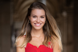 Red Dress Girl With Lovely Smile