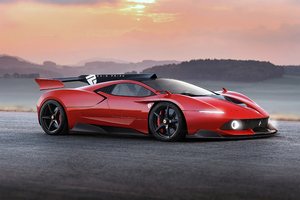 Red Ferrari Concept Art 4k