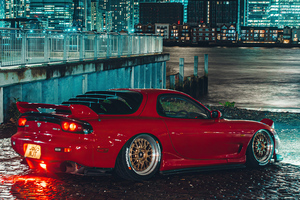 Red Mazda Rx7 On Streets K4 Wallpaper