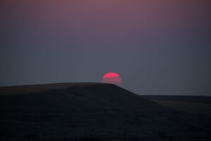 Red Sun Landscape Sunset Dark 5k (1366x768) Resolution Wallpaper