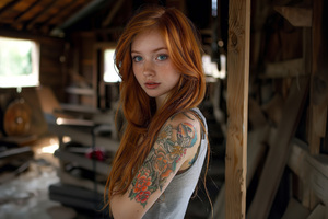 Redheaad Tatto Ai Girl (3840x2160) Resolution Wallpaper