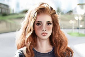 Redhead Girl Artistic Art 4k