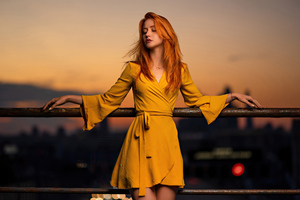 Redhead Girl Yellow Clothing