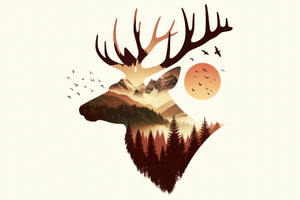 Reindeer Minimal Background (2048x1152) Resolution Wallpaper