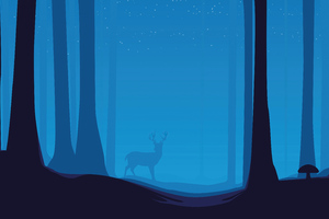 Reindeer Night Forest Minimal 5k Wallpaper