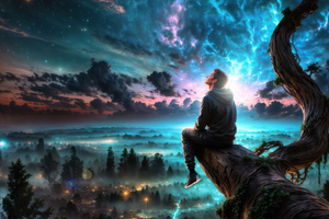 Relaxing In Night Sky (1360x768) Resolution Wallpaper