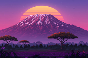 Retro Sun Rise In Mountains Minimal 5k (1680x1050) Resolution Wallpaper