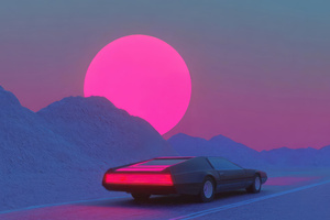 Retrowave Neon Drive (3440x1440) Resolution Wallpaper