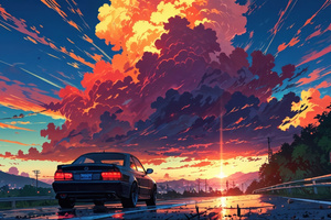 Riding Alone In Mountain Highway (2880x1800) Resolution Wallpaper