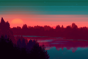 River Evening Digital Art 4k Wallpaper