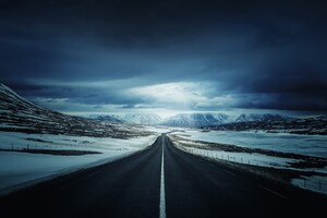 Road Iceland Clouds Highway Mountains Landscape 4k Wallpaper