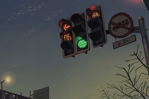 Road Sign Traffic Lights Digital Art 5k Wallpaper
